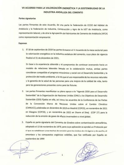 Acuerdo institucional sobre la valorización